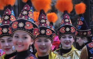 Women in Noorus costumes in Kyrgyz republic. (Photo BBC.)